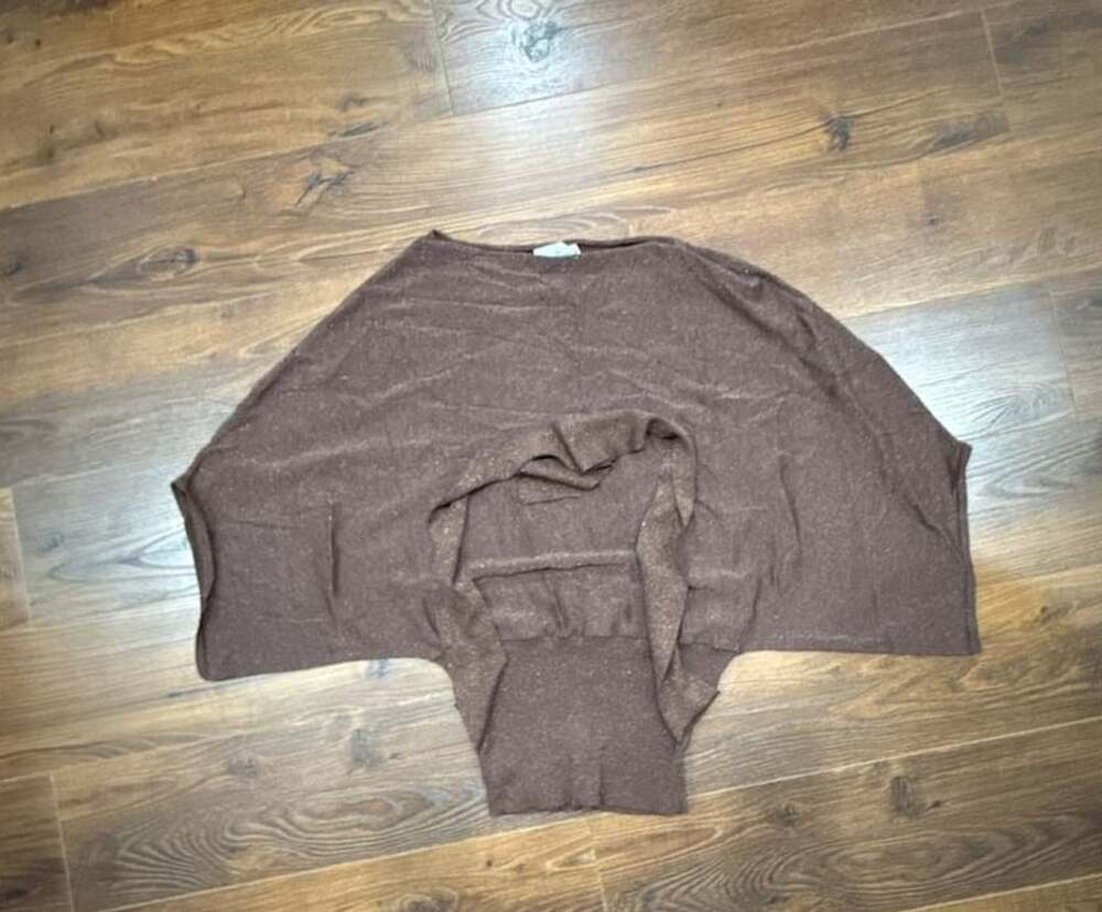 Kim Parrish Collection Poncho Size M Brown Metallic Knit Cape Top